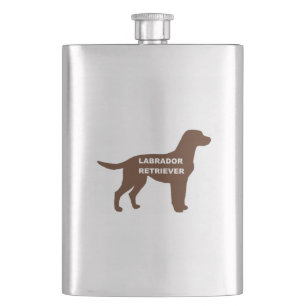 Labrador Retriever chocolate name colour silo Hip Flask