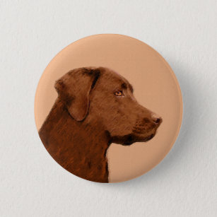 Labrador Retriever (Chocolate) Painting - Dog Art 6 Cm Round Badge