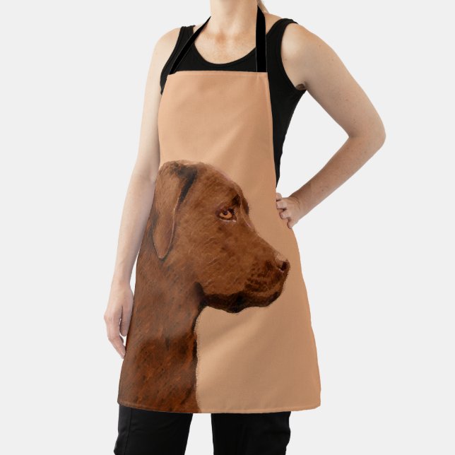 Labrador Retriever (Chocolate) Painting - Dog Art Apron (Insitu)