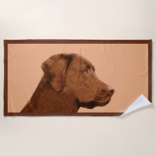 Labrador Retriever (Chocolate) Painting - Dog Art Beach Towel