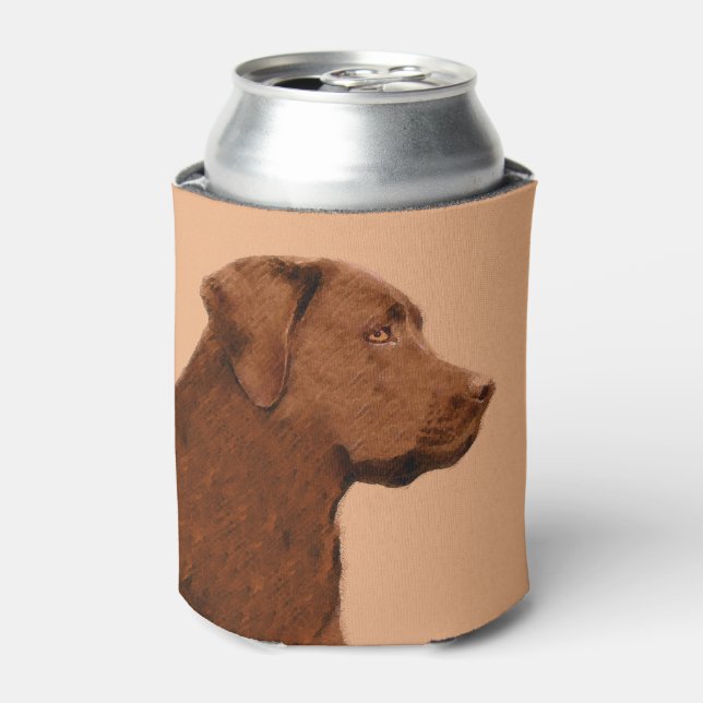 Labrador Retriever (Chocolate) Painting - Dog Art Can Cooler (Can Front)