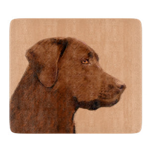 Labrador Retriever (Chocolate) Painting - Dog Art Cutting Board