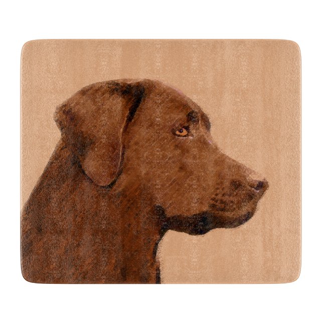 Labrador Retriever (Chocolate) Painting - Dog Art Cutting Board (Front)