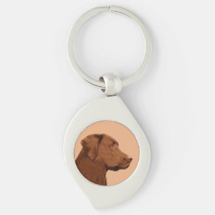 Labrador Retriever (Chocolate) Painting - Dog Art Key Ring