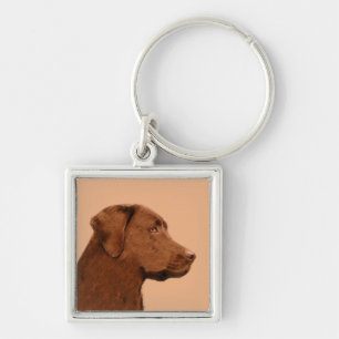 Labrador Retriever (Chocolate) Painting - Dog Art Key Ring