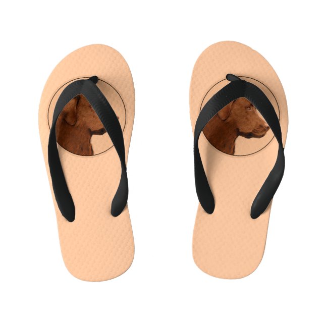 Labrador Retriever (Chocolate) Painting - Dog Art Kid's Jandals (Footbed)