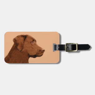 Labrador Retriever (Chocolate) Painting - Dog Art Luggage Tag