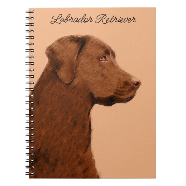 Labrador Retriever (Chocolate) Painting - Dog Art Notebook (Front)