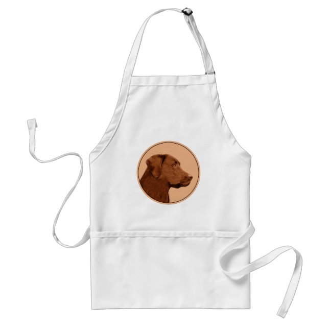Labrador Retriever (Chocolate) Painting - Dog Art Standard Apron (Front)