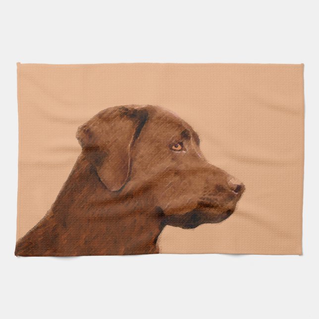 Labrador Retriever (Chocolate) Painting - Dog Art Tea Towel (Horizontal)