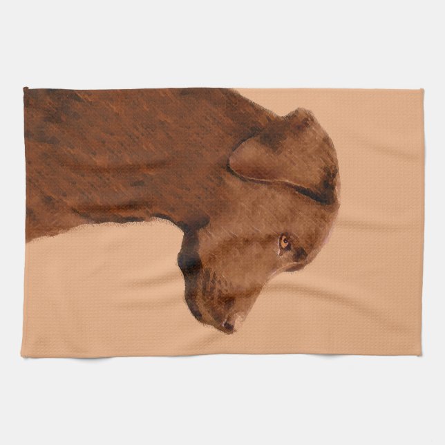 Labrador Retriever (Chocolate) Painting - Dog Art Tea Towel (Horizontal)