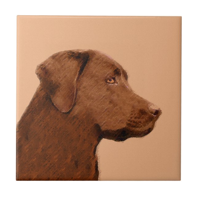 Labrador Retriever (Chocolate) Painting - Dog Art Tile (Front)