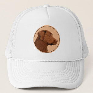Labrador Retriever (Chocolate) Painting - Dog Art Trucker Hat