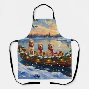 Labrador Retriever Christmas Boat Holiday Apron