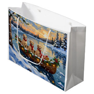 Labrador Retriever Christmas Boat Holiday Large Gift Bag