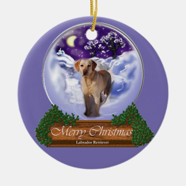 Labrador Retriever Christmas Ceramic Tree Decoration (Front)