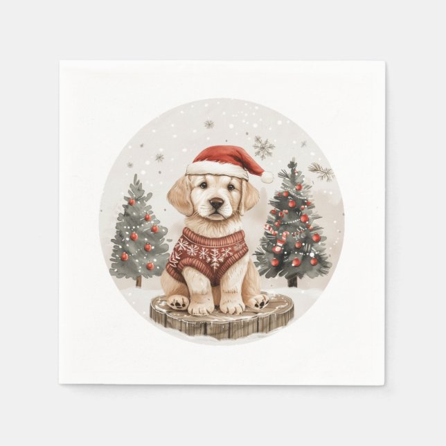 Labrador Retriever Christmas Dog Napkin (Front)
