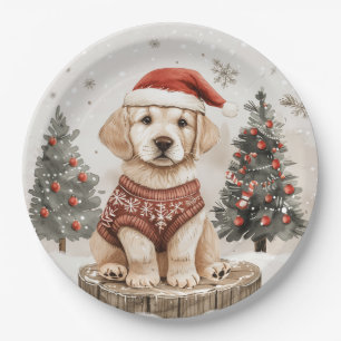 Labrador Retriever Christmas Dog Paper Plate