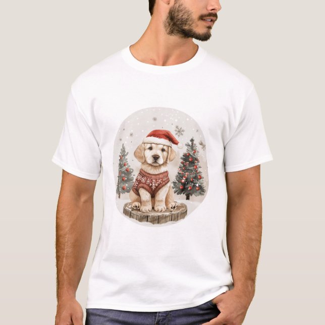 Labrador Retriever Christmas Dog T-Shirt (Front)