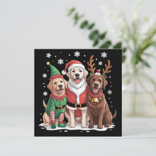 Labrador Retriever Christmas Dogs Santa Reindeer Holiday Card