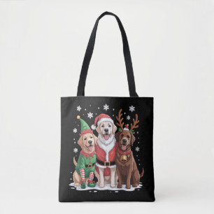 Labrador Retriever Christmas Dogs Santa Reindeer Tote Bag