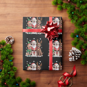 Labrador Retriever Christmas Dogs Santa Reindeer Wrapping Paper