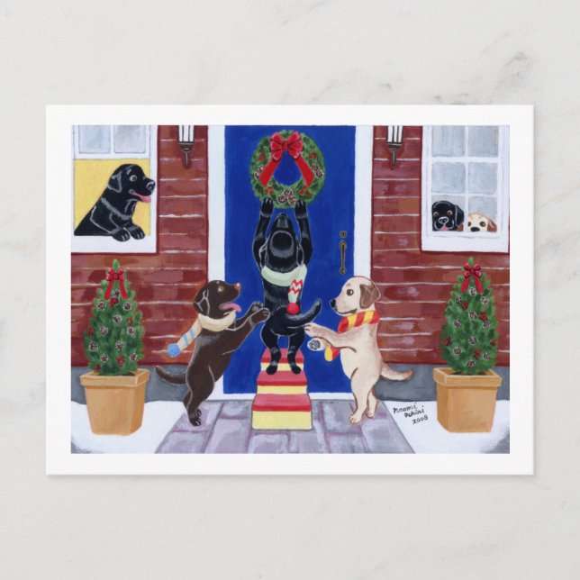 Labrador Retriever Christmas Fun Holiday Postcard (Front)