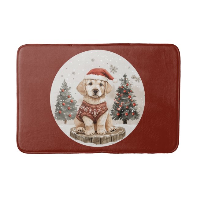 Labrador Retriever Christmas Puppy Bath Mat (Front)