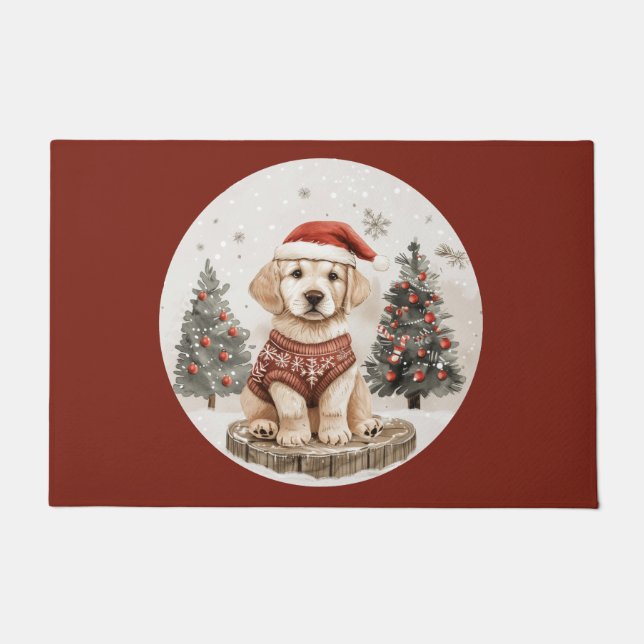 Labrador Retriever Christmas Puppy Doormat (Front)