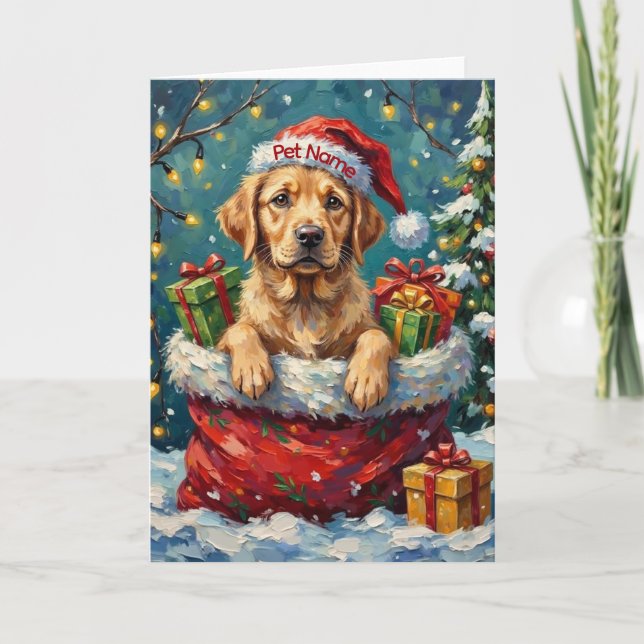 Labrador Retriever Christmas Santa Bag Adventure Card (Front)