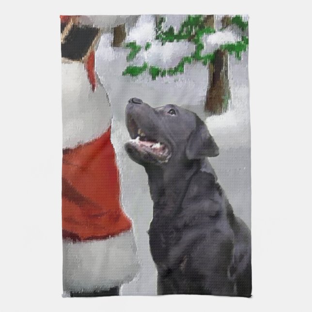 Labrador Retriever Christmas Tea Towel (Vertical)
