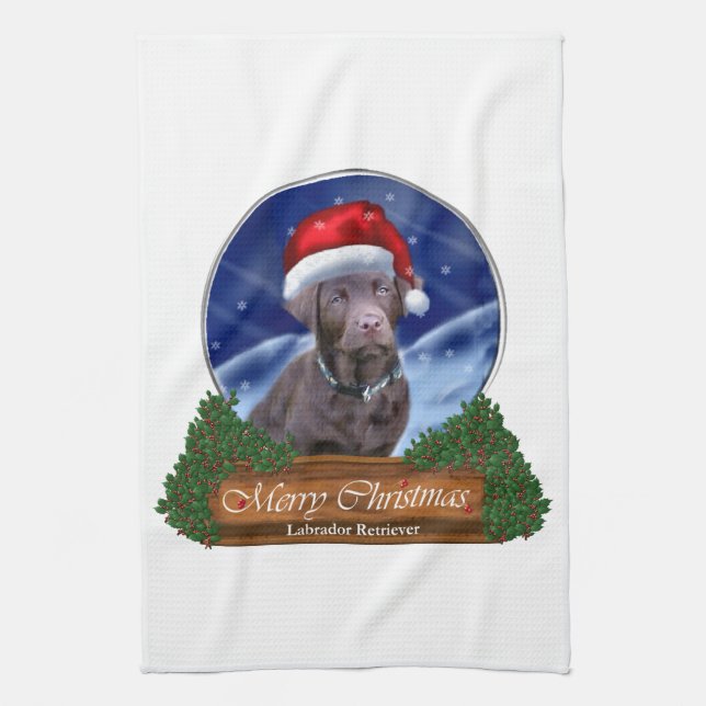 Labrador Retriever Christmas Tea Towel (Vertical)
