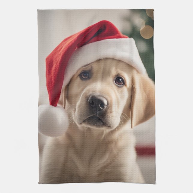 Labrador Retriever Christmas Tea Towel (Vertical)