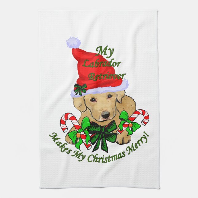 Labrador Retriever Christmas Tea Towel (Vertical)