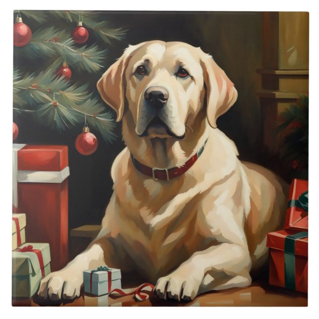 Labrador Retriever Christmas Tile (Front)