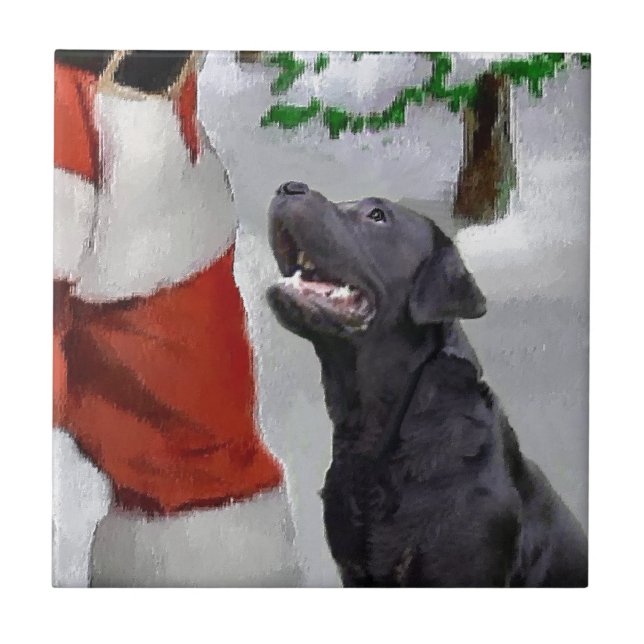 Labrador Retriever Christmas Tile (Front)