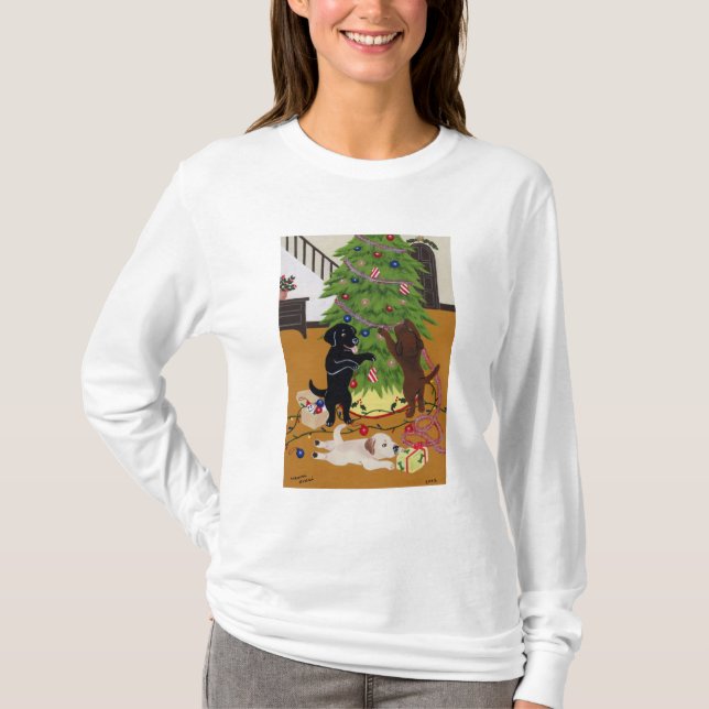 Labrador Retriever Christmas Tree T-Shirt (Front)
