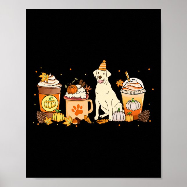 Labrador Retriever Coffee Pumpkin Spice Fall Thank Poster (Front)