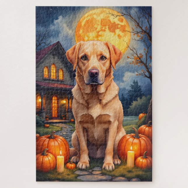 Labrador Retriever Cosy Halloween Portrait Art Jigsaw Puzzle (Vertical)