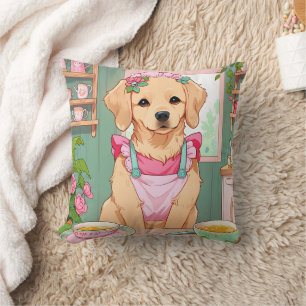 Labrador Retriever cup of tea cottagecore Cushion