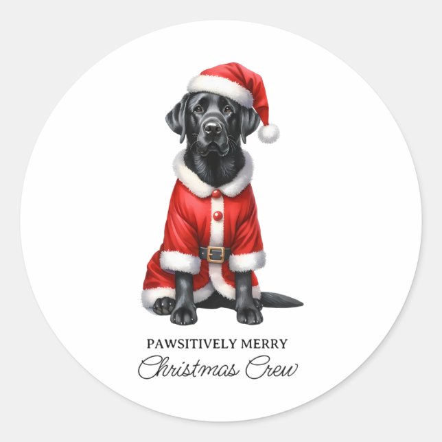 Labrador Retriever Cute Santa Dog Family Christmas Classic Round Sticker (Front)