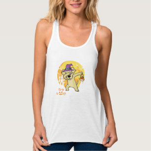 Labrador Retriever Dabbing Witch Pumpkin Funny Dog Singlet