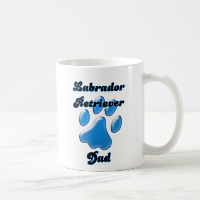Labrador Retriever Dad Blue Pawprint  Coffee Mug (Right)