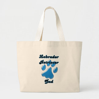 Labrador Retriever Dad Blue Pawprint Large Tote Bag
