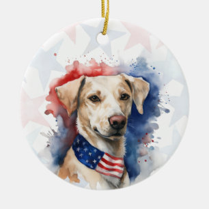 Labrador Retriever Dog, 4th of july Personalised Ceramic Tree Decoration