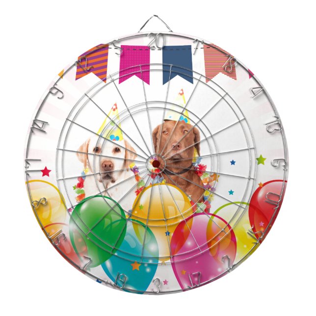 Labrador Retriever Dog Balloons Birthday Dartboard (Front)