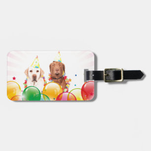 Labrador Retriever Dog Balloons Birthday Luggage Tag