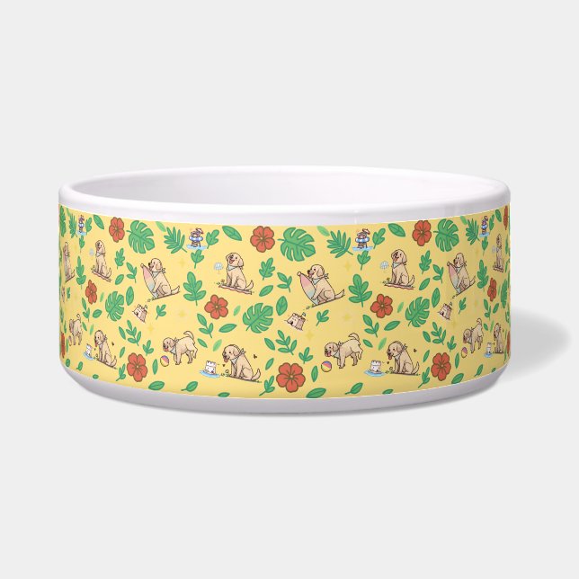 Labrador Retriever Dog Bowl with Cute Summer  (Front)