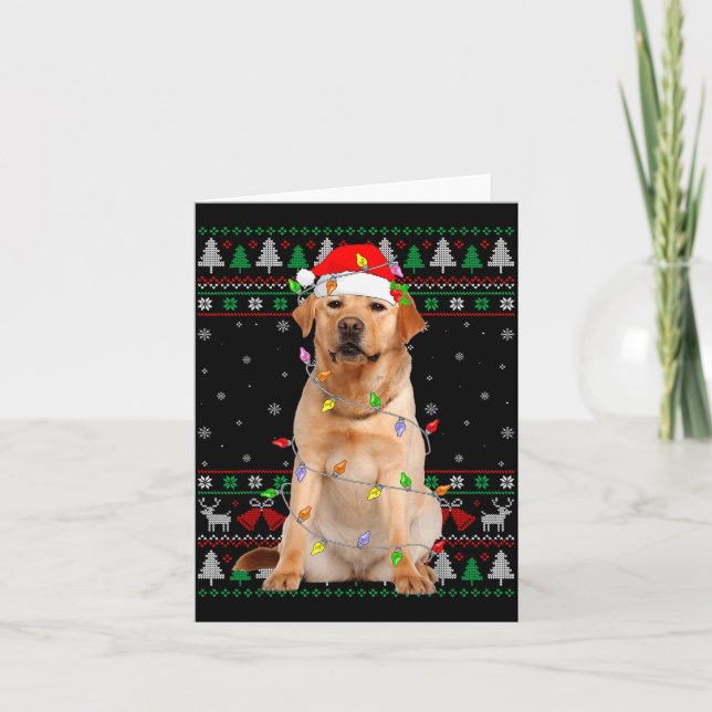 Labrador Retriever Dog Christmas Ugly Sweater Ligh Card (Front)