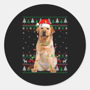 Labrador Retriever Dog Christmas Ugly Sweater Ligh Classic Round Sticker